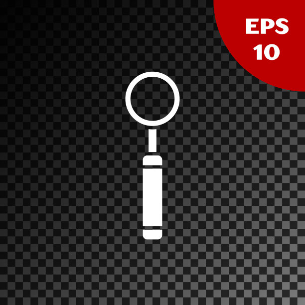 白色牙科检查镜图标孤立在透明的黑色背景。牙科检查工具。矢量图图片下载