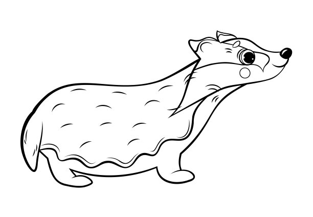 可爱的卡通獾的着色页轮廓。矢量图像孤立在白色背景。儿童森林野生动物着色书。图片下载