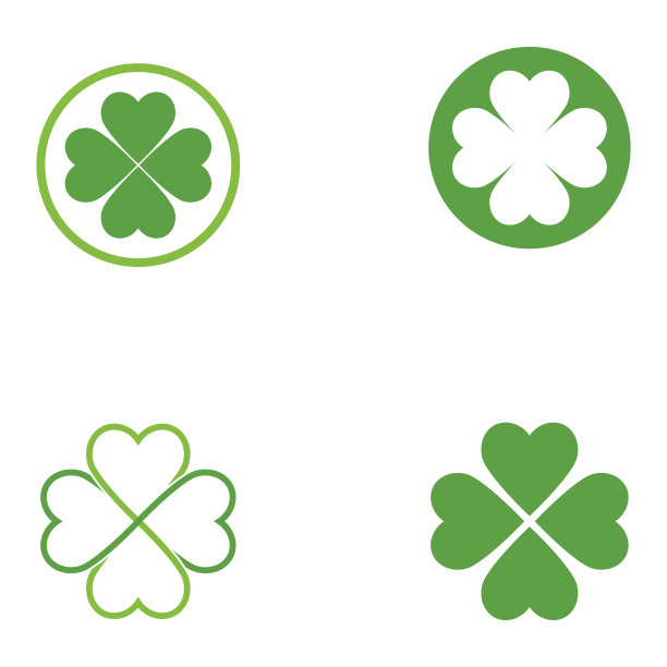绿色三叶草叶子图标模板设计矢量图片下载