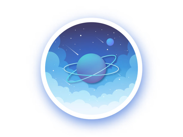 夜间环形行星的插图图片下载