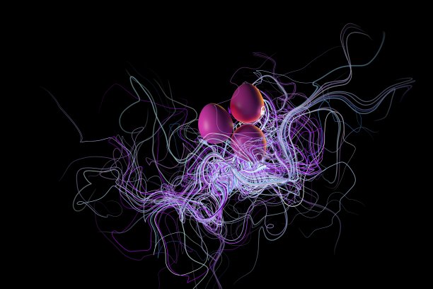 复活节快乐背景，粉色彩蛋与优雅丝带，邀请函3D插画图片下载