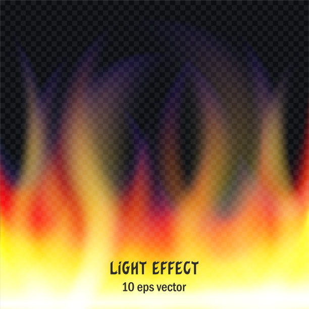 在透明的背景上燃烧着火焰。10eps矢量特殊灯光效果。适用于广告横幅、网页、宣传册、封面等。图片下载