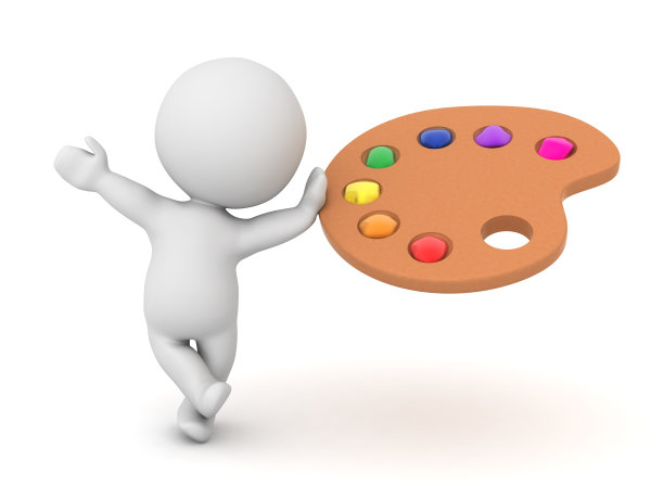 3D角色依靠艺术家画家的调色板图片下载