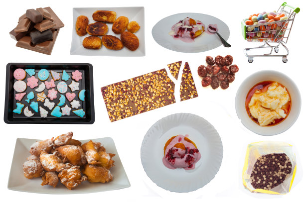 甜食收集孤立在白色。图片下载
