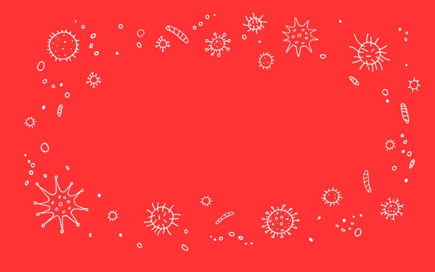 背景，框架与病毒。分子病毒细菌感染。冠状病毒轮廓涂鸦轮廓手绘图片下载