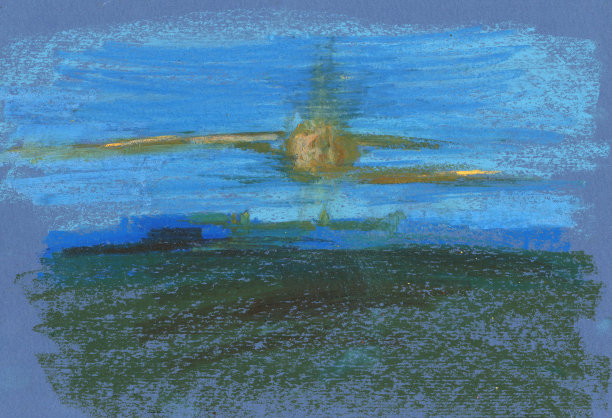 日落油彩粉彩画，日落城下，抽象插图图片下载