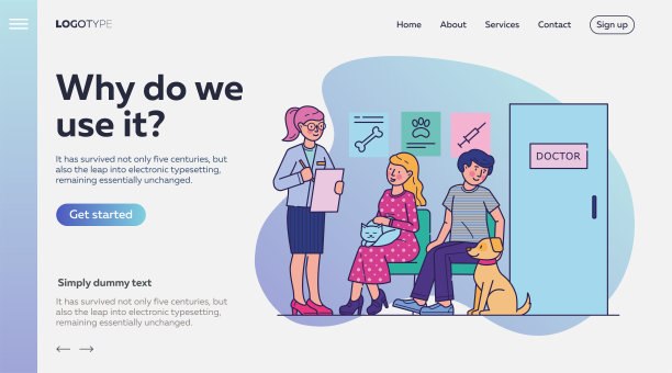 带着宠物排队等医生的人图片下载