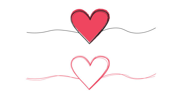 心的形状。手画的标记线心。矢量插图。图片下载