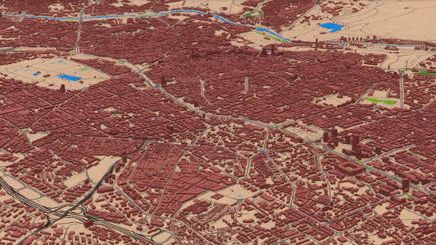 3D马德里西班牙鸟瞰图图片下载