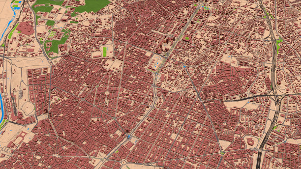 3D马德里西班牙鸟瞰图图片下载