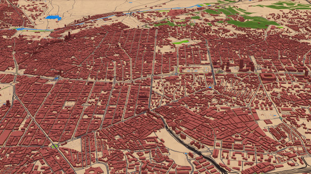 3D马德里西班牙鸟瞰图图片下载