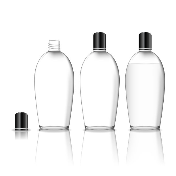 化妆品透明塑料瓶隔离在白色背景。皮肤护理瓶凝胶，液体，乳液，霜，洗发水，沐浴泡沫。美容产品包装，矢量插图。图片下载