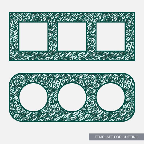 三张圆形或方形照片的组合相框。图片下载