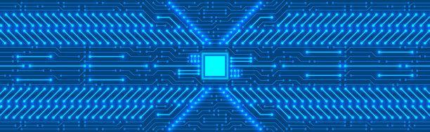 微芯片技术背景，蓝色数字电路板图案图片下载