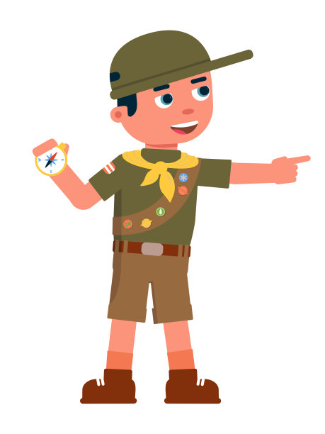 侦查员保持指南针孤立在白色背景上图片下载