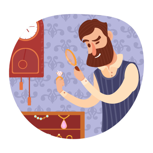 向量角色珠宝商评估珠宝图片下载