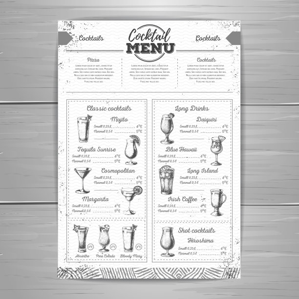 复古鸡尾酒菜单设计。图片下载