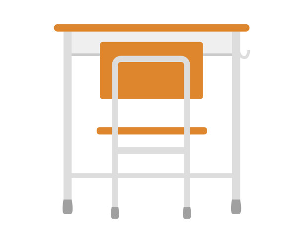 学习书桌矢量插图，日本学校教室风景图片下载