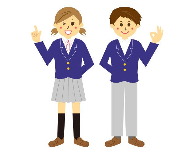 女学生和男学生矢量插图图片下载