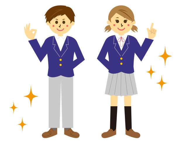 女学生和男学生矢量插图图片下载