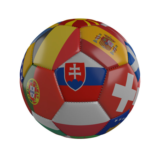 足球上的斯洛伐克国旗，白色背景上的欧洲国旗，3D渲染图片下载