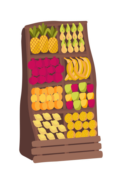 矢量插图与水果站。用于印刷环保产品，适合素食者、园艺师、厨师、健康生活方式。用于印刷环保产品，适合素食者、园丁、卫生食品店、有机商店。图片下载