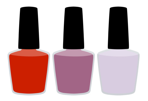 许多颜色的指甲油瓶子，孤立的矢量插图，一套3。图片下载