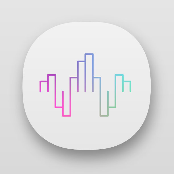 几何音乐波浪应用程序图标。UI / UX的用户界面。抽象的声波。音乐节奏，dj均衡器波形。数字声音，音频。Web或移动应用程序。向量孤立的插图图片下载