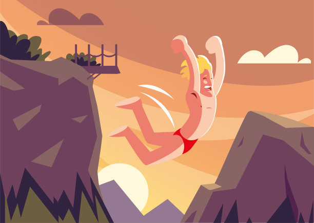 男子跳游泳池与背景景观图片下载