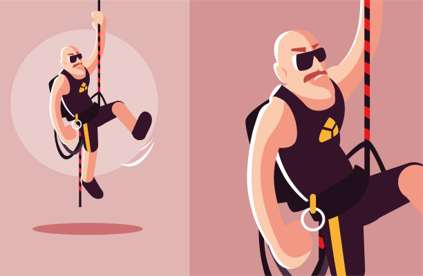 带着攀岩设备的攀岩者图片下载