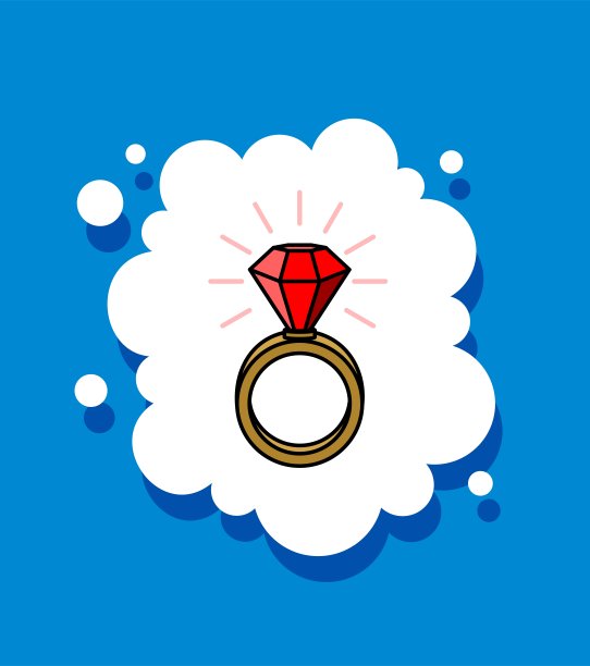 渴望变得富有。梦想着一枚镶着宝石、红宝石的戒指。象征着豪华。云的演讲。图片下载