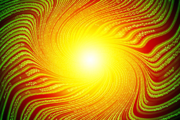 宇宙是从二进制代码中诞生的。来自大爆炸中心的二进制码漩涡流。图片下载