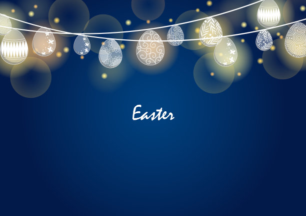 复活节彩蛋晚会灯光框架在夜空背景装饰复活节晚会。图片下载