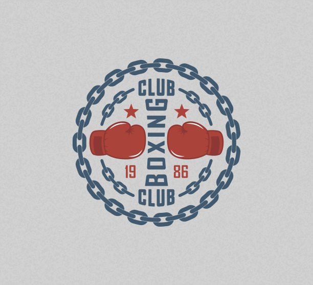 矢量插图的拳击手套，链，文字和星星的背景与grunge纹理。图片下载