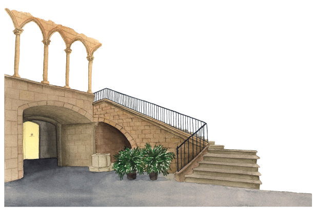 典型的巴塞罗那哥特式庭院素材图片