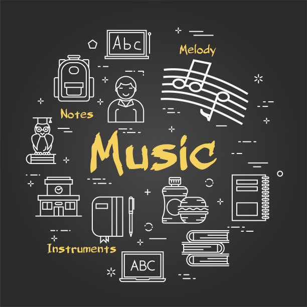 向量线黑圆概念音乐主题图片下载