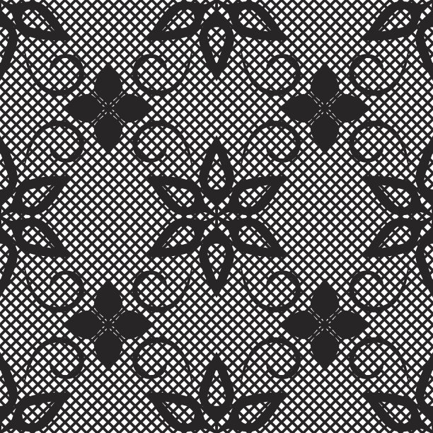 无缝图案与花边。白色背景。没完没了的照片。矢量插图。黑色和白色。图片下载