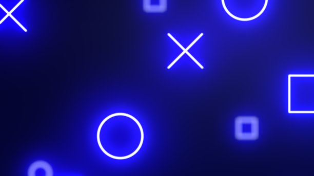 蓝色霓虹几何形状抽象背景图片下载