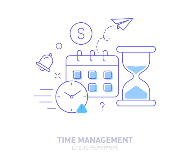 时间管理-平面线设计风格图标的概念图片下载
