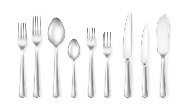 逼真的详细3d餐具设置为家庭或餐厅。向量图片下载