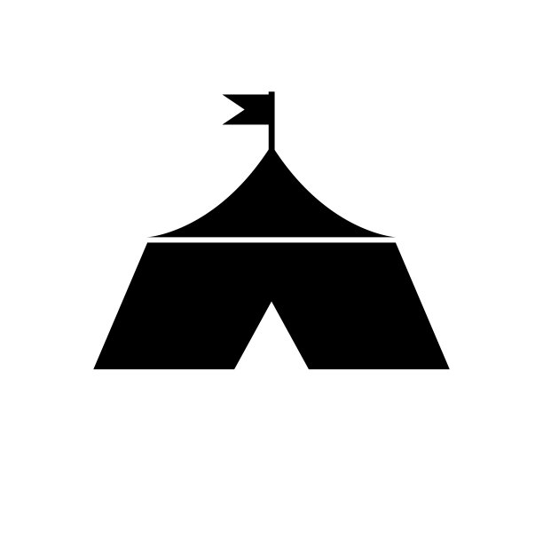 帐篷图标，标志孤立在白色背景图片下载