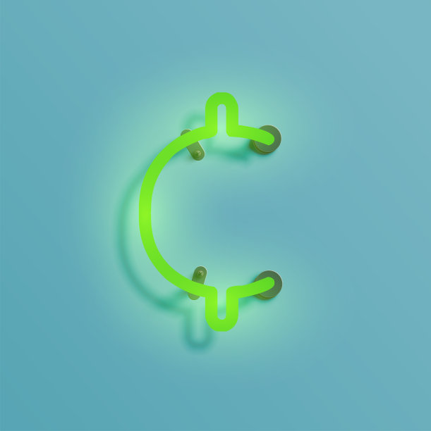 现实霓虹灯字符从排版，向量图片下载