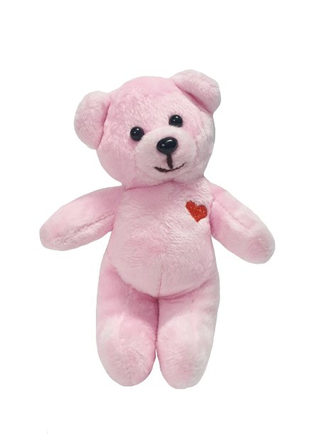 可爱的粉红色泰迪熊孤立在白色背景与复制空间。图片下载