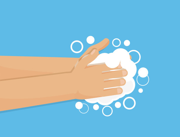 手伸进水龙头里的水。人洗的手。平的风格图片下载