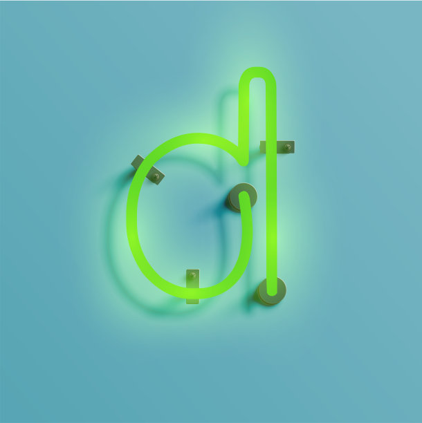 现实霓虹灯字符从排版，向量图片下载