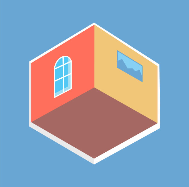 可爱的平面，等距视图，彩色矢量海报图片下载