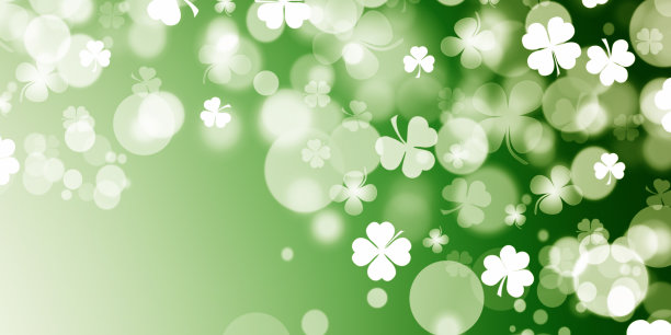圣帕特里克节插图，苜蓿叶旋转在绿色的背景图片下载