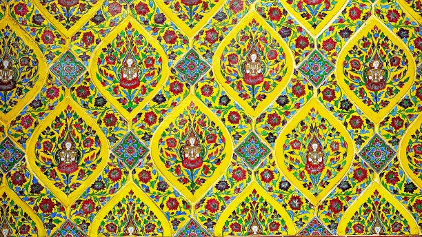 老墙瓷砖图案来自泰国寺庙手工墙面公共图片下载