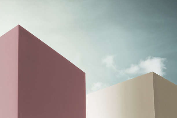 最小建筑建筑的3d插图图片下载