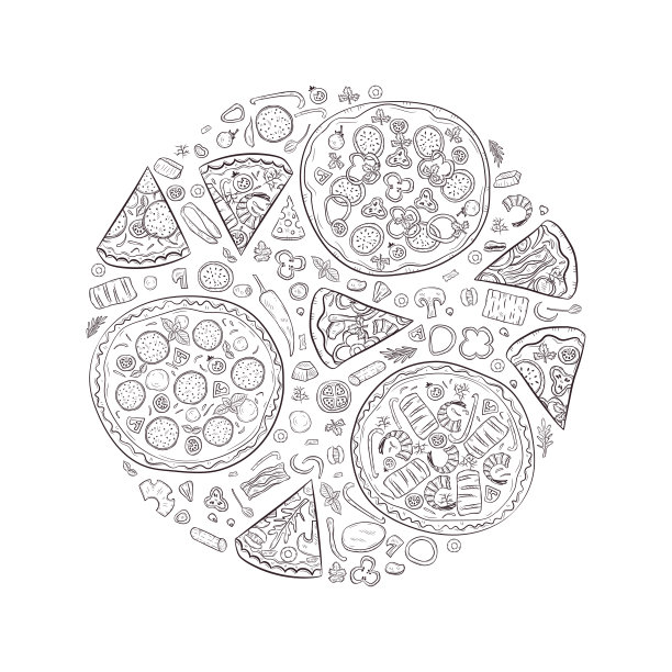 披萨美食插画图片下载